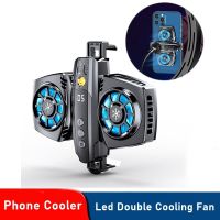 ∋ Portable Mobile Phone Cooler Semiconductor Dual Cooling Fan Radiator Phone Holder Game Heat Sink Fun Cooler for Iphone 12 Xiaomi