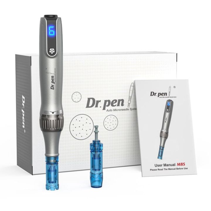original-dr-pen-ultima-m8s-microneedling-pen-6-speeds-led-display-with-12-pcs-cartridges-replacement-skin-care-tightening-tool