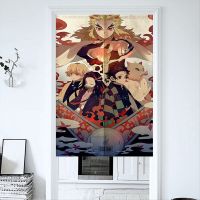 2023 Japanese Anime Door Curtain Demon Slayer Separate Carpet Cotton Linen Dyed Curtain Panels for Shower Partition Decoration