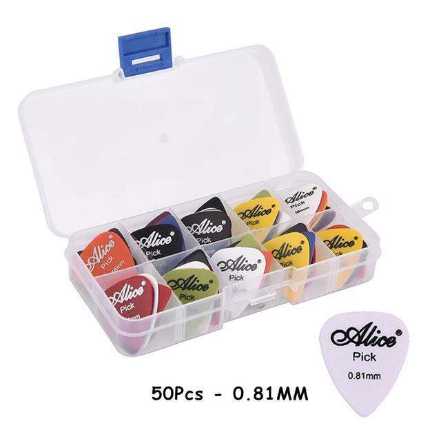 50pcs-set-electric-guitar-pick-acoustic-music-picks-bass-plectrum-0-58-0-71-0-81-0-96-1-20-1-50mm-thickness-guitar-accessories