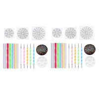 Mandala Dotting Stencil Tools Rock Painting Kit Ball Stylus Dotting Tools Include Stencil, Paint Tray (34 Pack)