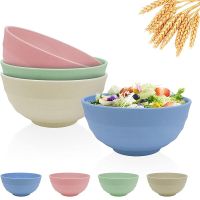 ETXLMETJMA 4Pcs Unbreakable Reusable Cereal Bowls Wheat Straw Bowls Lightweight Bowl Sets For Noodle Soup Snack Salad Fruit JT89