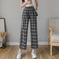 Yitimoky Vintage Plaid Pants Women High Waist Fashion Wide Leg Casual Female Trousers  Summer Joggers Clothes Streetwear