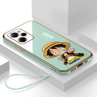 เคส Poco X5 Pro Case Cartoon Luffy เคสหรูหรา 6D ชุบซิลิโคนอ่อนนุ่มกรอบสี่เหลี่ยม Shiny Bling ฝาหลัง