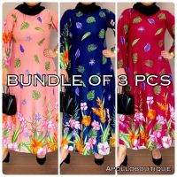 （A Simple）✶✢✎ [ BUNDLE OF 3 PCS ] Long Sleeve Dress for Women Floral Prints - Medium to XL