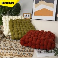 Nordic Style Pillow Knitted Wool Square Woven Cushion Sofa Backrest Decorative Office Chair Window Cojines Decorativos Para Sofá