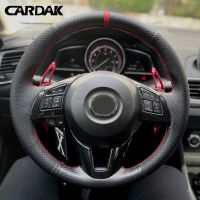 CARDAK เคสพวงมาลัยหนังคาร์บอนไฟเบอร์สำหรับ Mazda 3 Axela Mazda 6 Atenza Mazda 2 CX-3 CX-5 2013 2014 2015 2016 2017