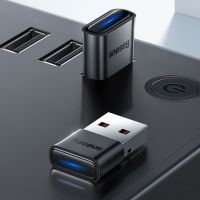 MNLXM เครื่องรับสัญญาณเสียง อะแดปเตอร์ USB Bluetooth 5.3 BA07 เครื่องส่งสัญญาณ USB ดองเกิล USB บลูทูธ5.3 แบบพกพาได้ ไดรฟ์ฟรี อะแดปเตอร์ไร้สาย USB สำหรับคีย์บอร์ด/ลำโพงเมาส์ไร้สาย