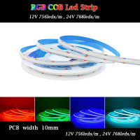 12โวลต์24โวลต์5เมตรที่มีความยืดหยุ่นซัง RGB LED S TRIP 756768 Ledsm FCOB บรรยากาศที่มีสีสันโคมไฟความสว่างสูงแสงเทป10มิลลิเมตรสีขาว PCB