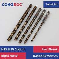 Twist Drill Bits Set HSS M35 Cobalt 1/4 (6.35mm) Hex Shank 5-Size 4 5 6 7 8mm High Quality Standard Right-Hand Drill Bits Kit