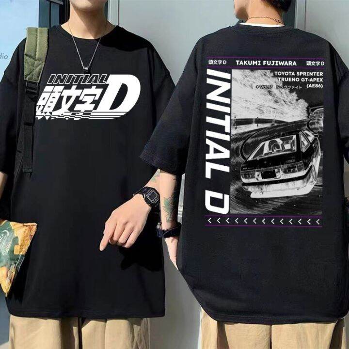 Anime Drift Ae86 Initial D Double Sided Print Tshirt Men Vintage ...