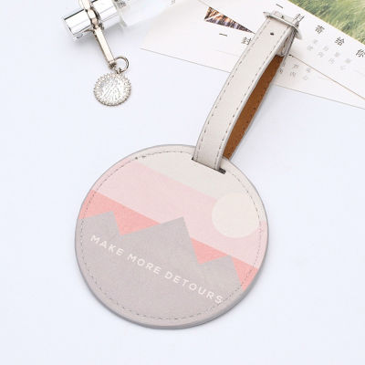 Fashion Round Letter Luggage Tag Women Travel Accessories Leather Suitcase ID Address Holder Baggage Boarding Tag Portable Label