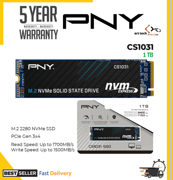 PNY CS1031 256GB / 512GB 1TB / 2TB M.2 2280 NVME PCIE GEN 3X4 INTERNAL ...