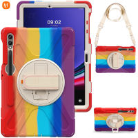 Casing Tablet ง่ายๆสำหรับซัมซุงกาแล็กซีแท็บ S7 11.0 "(2020) / SM-T870 T875 T876B TPU แบบนิ่ม + เคสซิลิโคนกันกระแทกมีขาตั้งในตัวพร้อม3SHD Tali Bahu และสายรัดข้อมือ