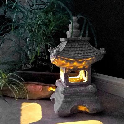 Japanese Style Courtyard Decoration Resin Solar Lamp Palace Lanterns Zen Landscape Lights Home Gardening Decoration