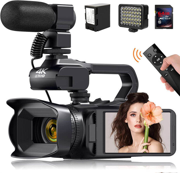 Full 4K UHD 60FPS Vintage Camcorder For Youtube Live Streaming Vlog 18X