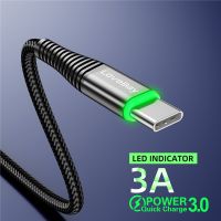 Lovebay ไฟ LED 3A USB ประเภท C เคเบิลไมโคร USB USB ชาร์จเร็ว3.0โทรศัพท์มือถือสายชาร์จ C สายเคเบิลสำหรับ Xiaomi Samsun ชาร์จเร็ว