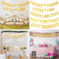 Happy Birthday Bunting Banner Gold Silver Letters Happy Birthday Garlands String Baby Shower Boy Girl Wedding Party Decoration Banners Streamers Confe