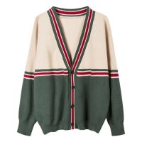 Knit Cardigan Tops Sweaters Women Fall Winter 2021 Korean New Knitted Jackets Single Breasted V Neck Loose Coat Green Pink