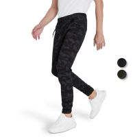 DAVIE JONES กางเกงจ็อกเกอร์ เอวยางยืด ขาจั๊ม ลายพราง สีเทา สีดำ​ Camo Drawstring Joggers in black grey GP0021GY BK