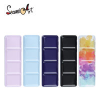 SeamiArt 24ช่องครึ่งกระทะถาดสีน้ำสีกล่องดีบุกจานเปล่าโลหะอุปกรณ์ศิลปะกล่องสีพับได้