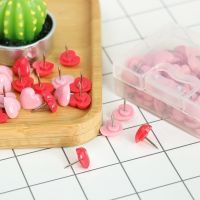 Heart Shape 50pcs Plastic Quality Cork Board Safety Colored Push Pins Thumb Tack Office School Accessories Supplies Clips Pins Tacks