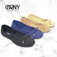 ? ORNY(ออร์นี่) ® OY150 รองเท้าคัชชูหัวมนส้นแบน คัชชูผ้า แต่งโบว์?