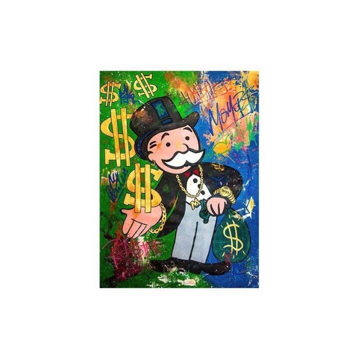 graffiti-street-art-mr-monopoly-ผ้าใบโปสเตอร์และพิมพ์เงิน-pop-wall-art-รูปภาพ-cuadros-สำหรับห้องนั่งเล่นตกแต่งบ้าน-new