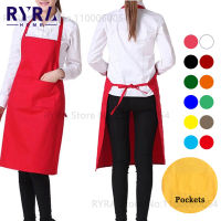 ¡-Weibliche Schürzen Hause Küche Chef Schürzen Restaurant Kochen Backen Kleid Mode Öl-Proof Taschen Schürze Küche Zubehör