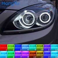 ไฟหน้า Rgb หลายสี Led ตานางฟ้าแหวนเฮโลตา Drl Rf รีโมทคอนโทรลสำหรับ Hyundai I30 2008 2009 2010 2011อุปกรณ์เสริม