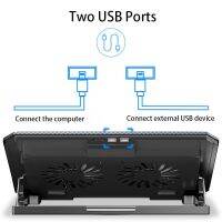 USB สองอันแล็ปท็อปแผ่นระบายความร้อนขนาดใหญ่สำหรับโน้ตบุ๊กเล่นเกมเงียบขนาด12-16นิ้วที่ระบายความร้อนแล็ปทอปขาตั้งแล็ปท็อปปรับได้ความเร็วลม