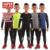 Kids Running Gym Compression Set Men Leggings Yoga Training Jogging Suits Sports T-shirt Children Fitness Tights Workout Clothes