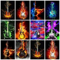 AZQSD Paint By Numbers For Adults Guitar Picture By Numbers Landscape Acrylic Hand Painted Canvas Oil Paintings Home Decor