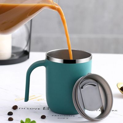 hotx【DT】 steel coffee mug Metal drinking mugs wall beer cup 304 thermal water wine cups with lid for office hom