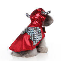 DY Loving Halloween Dog Transformed เครื่องแต่งกาย Flying Beast คอสเพลย์พร้อม3D Vivid Horns Pet Cosplay Cloak