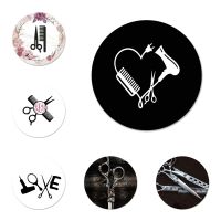 Hair Stylist Scissors Brush switch Icons Pins Badge Decoration Brooches Metal Badges For Backpack Decoration Fashion Brooches Pins