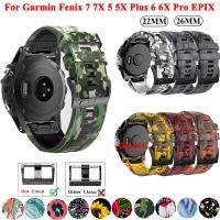 【CW】 22 26mm Sport Silicone Watchband Camouflage Strap For Garmin Fenix 7 7X 5 5X Plus 6 6X Pro 3 3HR MK1 Watch Band Smartwatch Belt