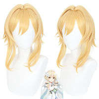 Genshin Impact Traveler Cosplay Lumine Blond Wig Cosplay Anime Wigs Heat Resistant Synthetic Wigs Halloween for Girls