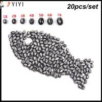 YIYI 20PCS/Bag แยก 1B ถึง 7B Line Sinkers เปิดปาก น้ำหนัก Sinker ขั้วต่อตะขอ ตกปลาตะกั่วตก รูปมะกอก