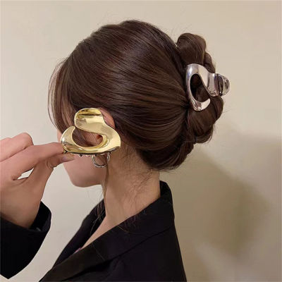 Hair Accessory New Shark Clip Curly Hair Light Luxury Grab Clip Metal Grab Clip Hollow Out Minimalist
