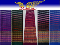 Ramon ผ้าไทยรามัญ ทอยกดอกใหญ่ G3.3 ทอยกดอกไล่โทน 3 สี (ขาว ชมพู แดง) มีให้เลือก 5 สีพื้น