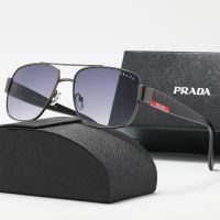 ใหม่แว่นกันแดด Prada โลหะไดร์เวอร์ธุรกิจป้องกันแสงสะท้อนแว่นกันแดดอินเทรนด์ย้อนยุคสแควร์แว่นกันแดดผู้ชาย