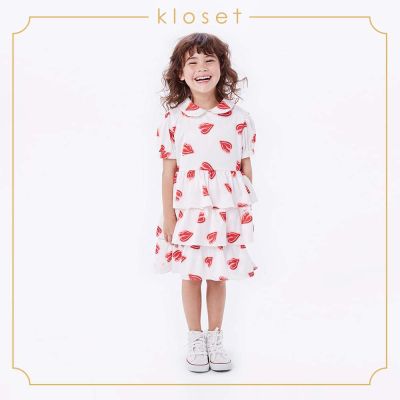 Kloset (SS19 - KD001)Ruffle Printed Dress ชุดเดรสเด็ก ชุดเด็ก เสื้อผ้าเด็ก