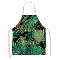 1 Pcs Hello Summer Green Plant Kitchen Apron Cotton Linen Aprons for Woman Cooking Baking Restaurant Cooking Sleeveless Aprons