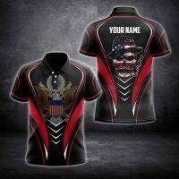 USA Flag &amp; Coat of Arms Customized Polo Shirts Summer Casual Streetwear Mens Fashion Loose Jersey Plus Size Sportswear