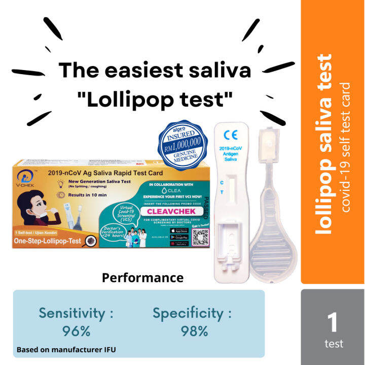 Alpro Pharmacy VCHEK Covid19 Test Kit (Lollipop Test Card) suitable