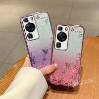 เคสสำหรับ Huawei P60 Pro P60Pro P 60pro 4G เคลือบ2023สวนลับเคสโทรศัพท์ไล่ระดับสีแววที่ชัดเจนป้องกันการตกหล่นประกายวิบวับ