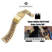 สายนาฬิกา Strapcode รุ่น Super Jubilee (Super-J Louis) Full IP Gold for Seiko New Turtle