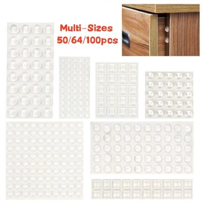 Cabinet Door Bumpers 100pcs Clear Adhesive Pads Door Stops Muffler Wall Protector Self-adhesive Silicone Damper Buffer Cushion Decorative Door Stops