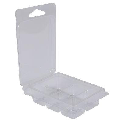 100 Packs Wax Melt Clamshells Molds Square, 6 Cavity Clear Plastic Cube Tray for Candle-Making & Soap